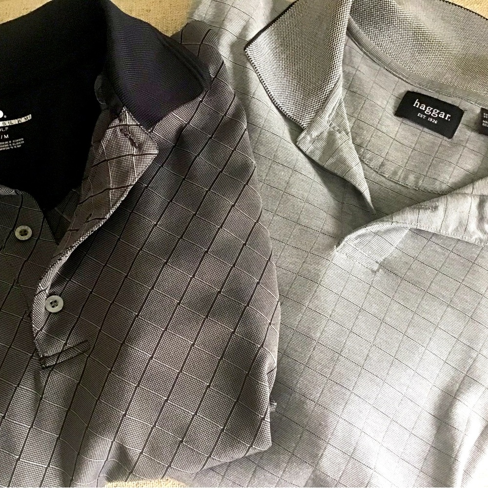 2 Golf Shirts Excellent Condition Medium Haggar/Grand Slam